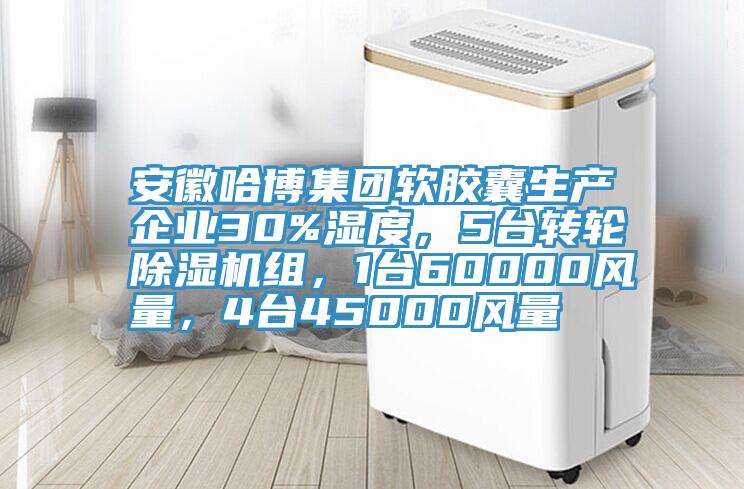 安徽哈博集團(tuán)軟膠囊生產(chǎn)企業(yè)30%濕度，5臺(tái)轉(zhuǎn)輪除濕機(jī)組，1臺(tái)60000風(fēng)量，4臺(tái)45000風(fēng)量
