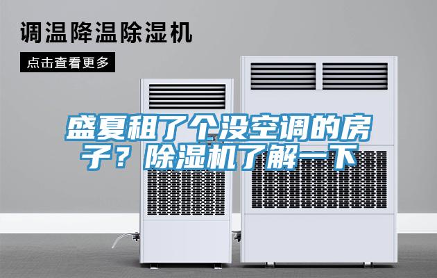 盛夏租了個(gè)沒空調(diào)的房子？除濕機(jī)了解一下